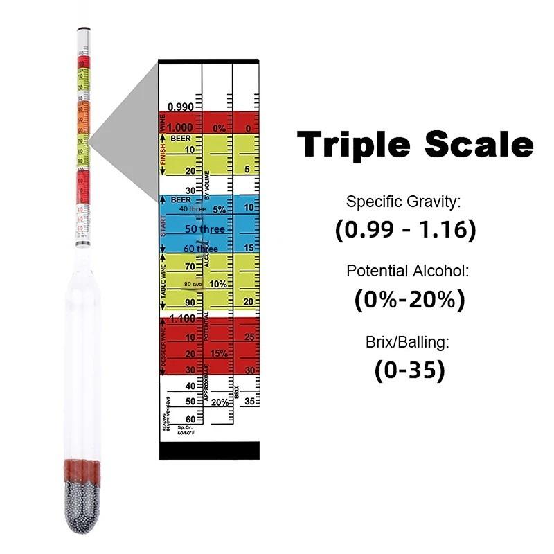 Wine Beer And Cider - ●1Pcs 3 Scale Hydrometer For Wine