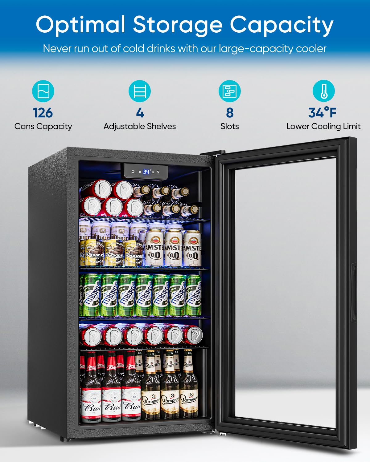 3.2 Cu.Ft Glass Door Mini Frid - Wine Beer Mini Fridge recension och pris