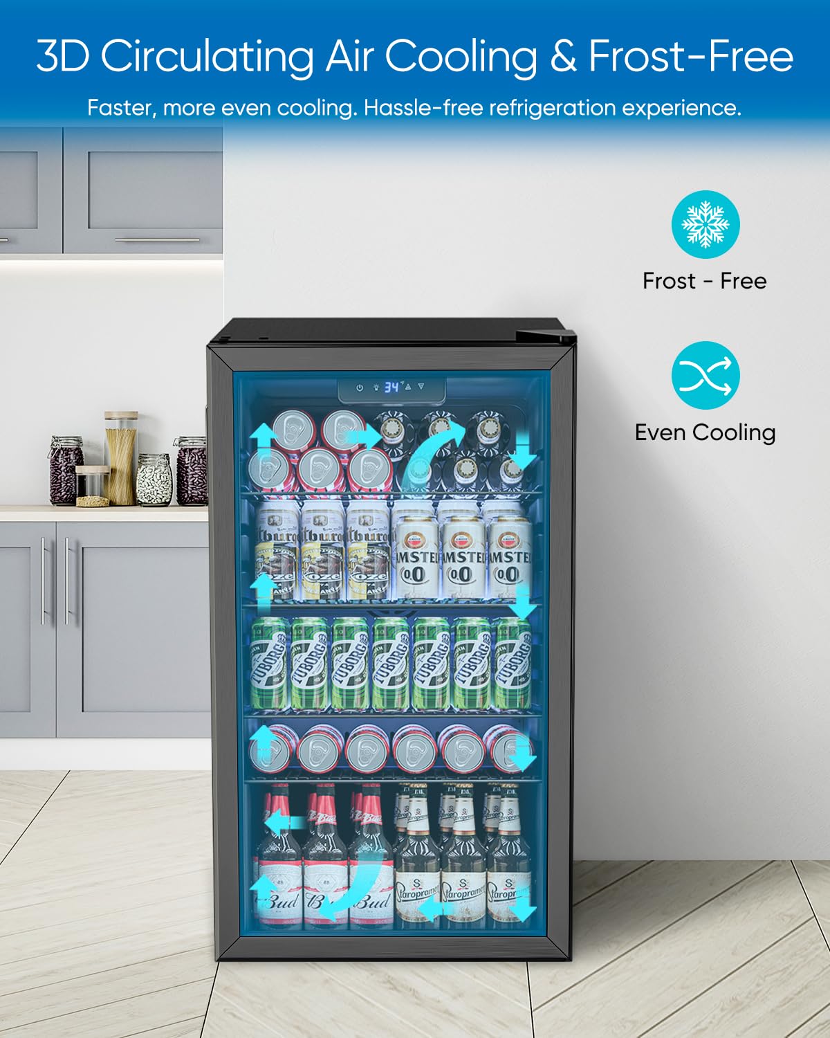 3.2 Cu.Ft Glass Door Mini Frid - Wine Beer Mini Fridge recension och pris